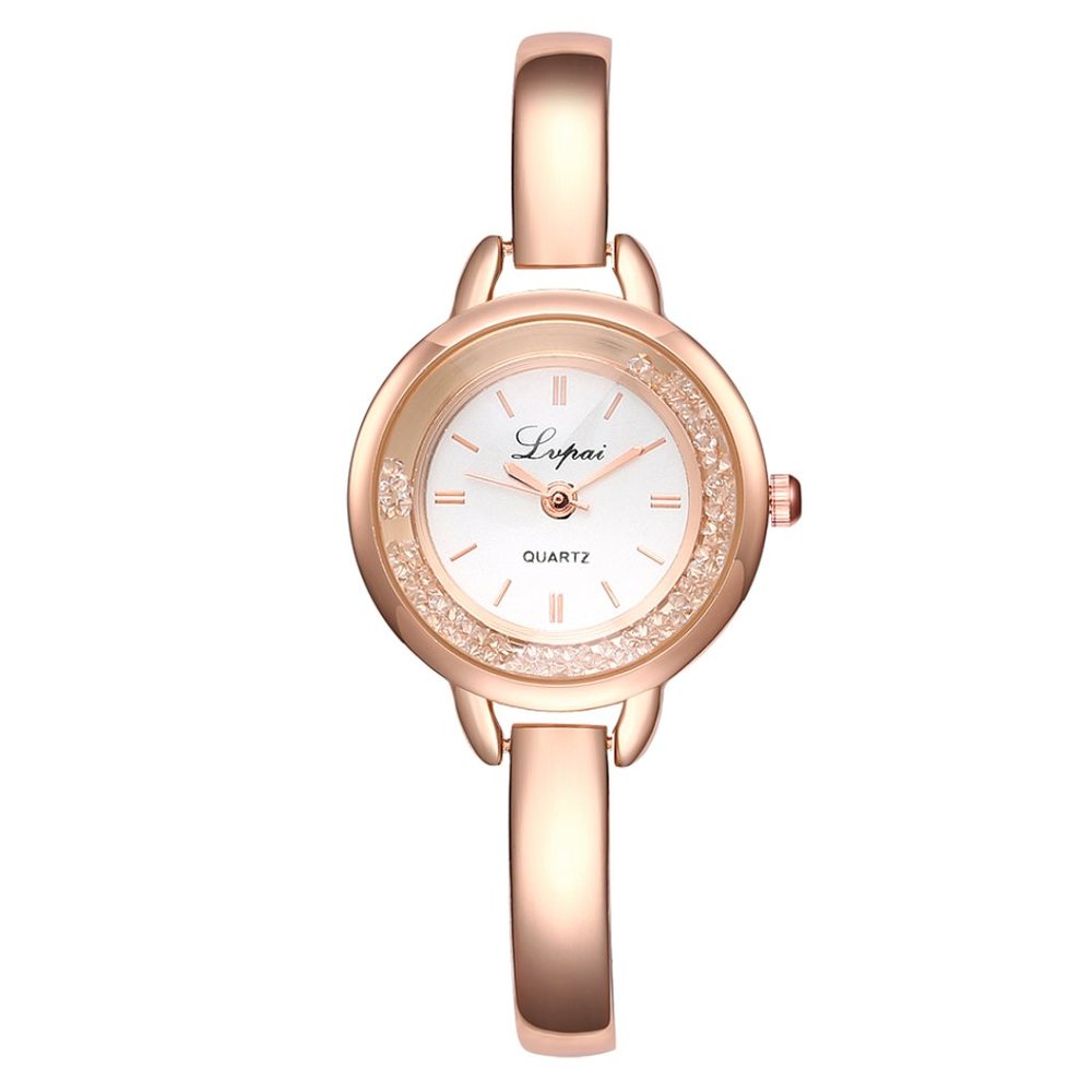 Pink Gold & Rhinestone Costume Jewelry Watch